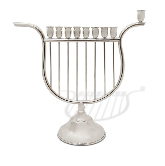Sterling Silver Harp-Shaped  Menorah