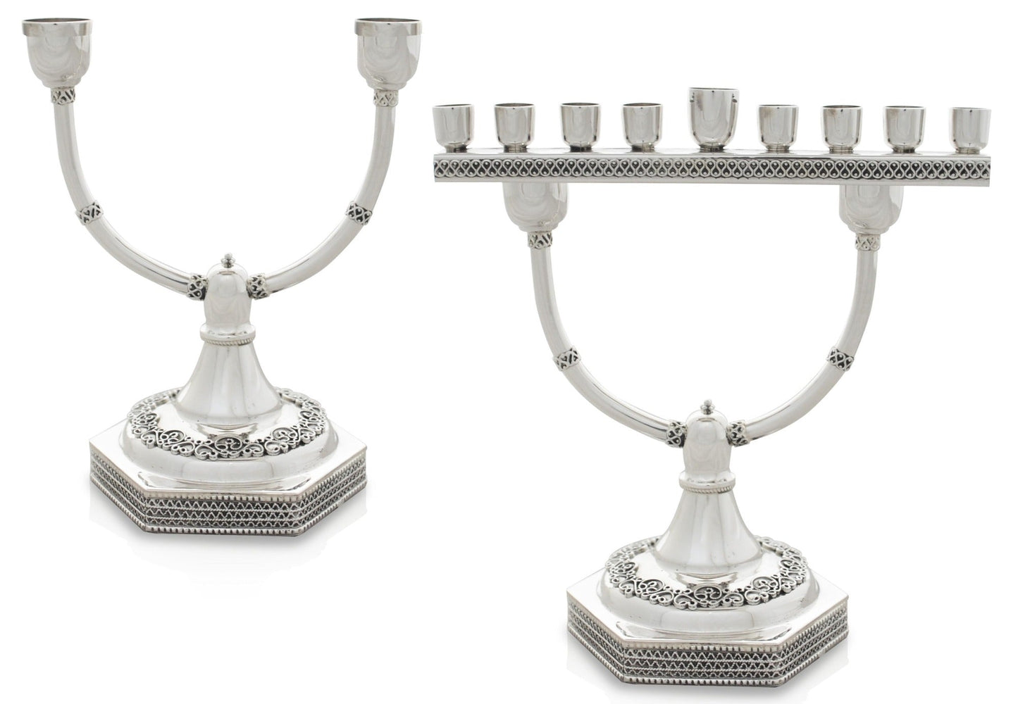 Sterling Silver Convertible Menorah & Shabbat Candle Holder | Dual-Purpose Judaica