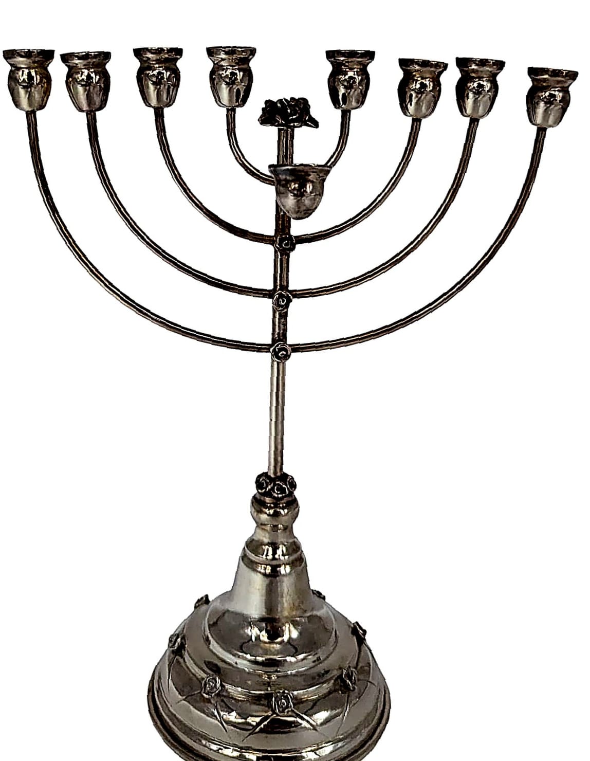 Classic Sterling Silver Menorah with Round Base
