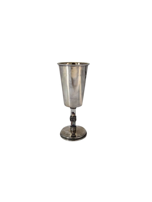 Beloved Blessings Sterling Silver Kiddush Cup with Wedding Glass Stem & Ani LeDodi Engraving