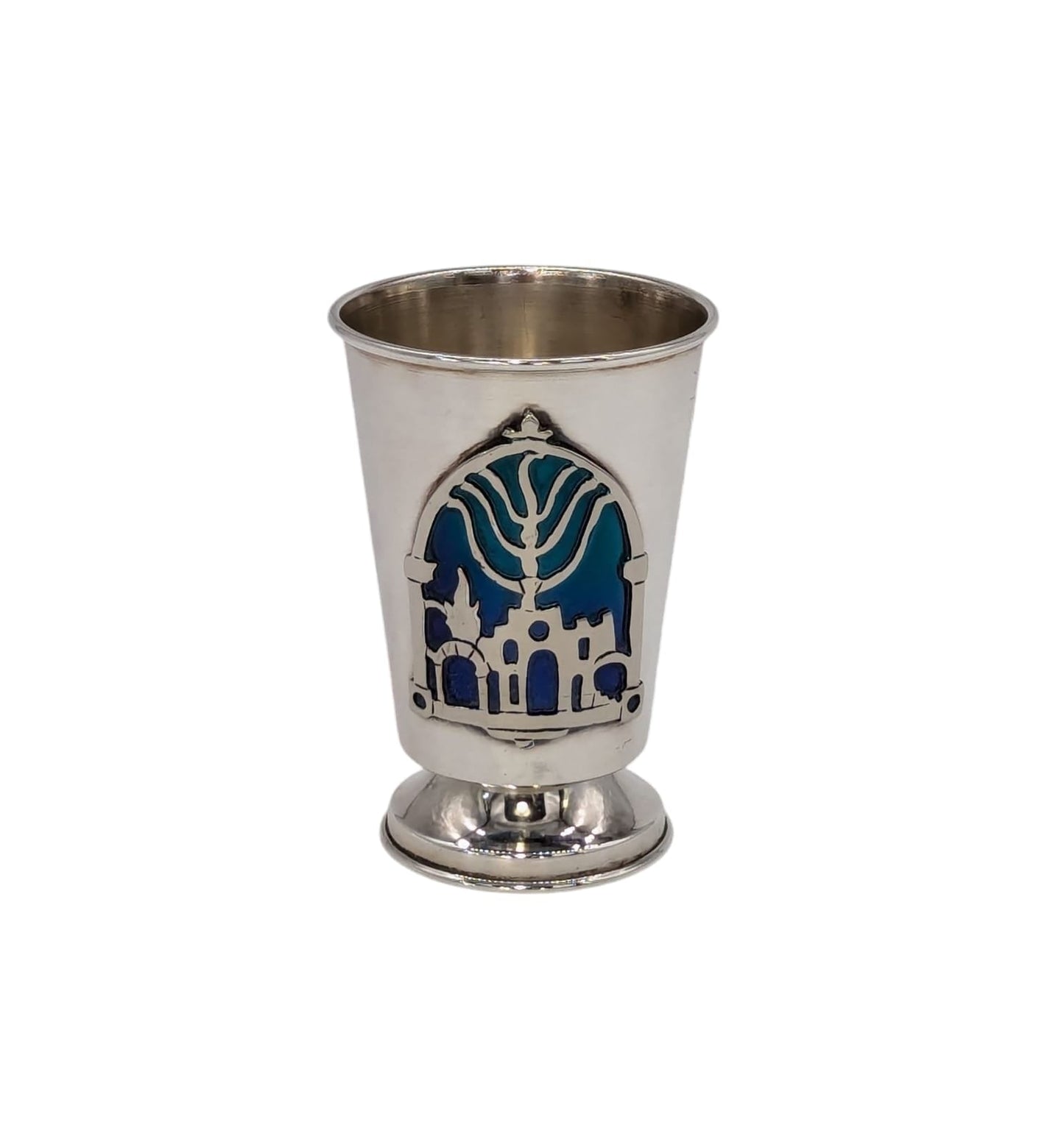 Sterling Silver "Menorah" Kiddush Cup
