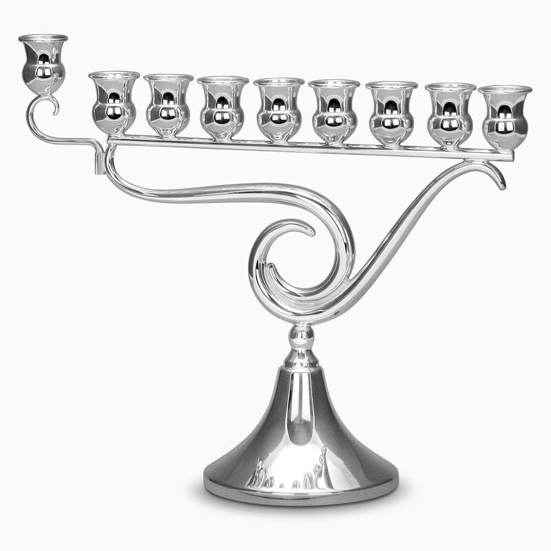 Swirl Menorah - Sterling Silver