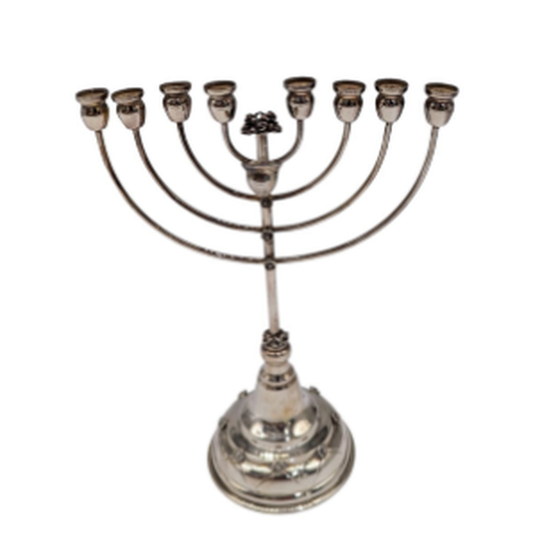 Classic Sterling Silver Menorah with Round Base